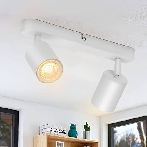 Wowatt 2-Flame Spot Lamp LED-taklampan vit matt, taklampa svängande GU10 väggljus roterbara, spotlight lamptakplatser för kök, sovrum, vardagsrum (utan lampa)