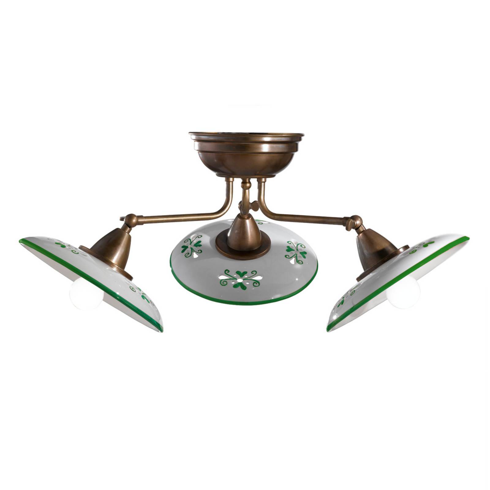 Cremasco Loftslampe Bassano, dæmpbar, Bronze/messing, Stue/spisestue, Messing, Herregårds/rustik