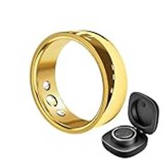 Smart Ring Fitness Ring Pulsmätare Sömnmätare Blodsyre Stegräknare Kalorier Stegräknare Fitness Tracker Health Ring IP68 Vattentät Smart Ringar For Män Kvinnor(Gold,21#)