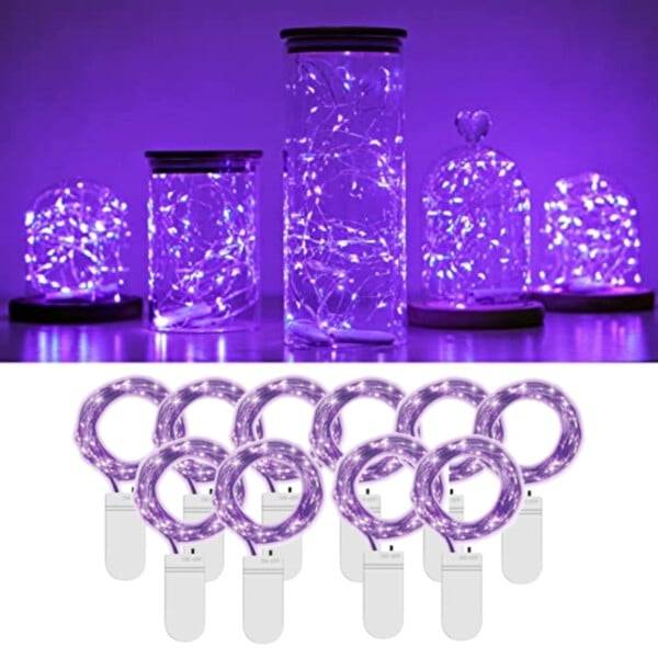10-Pack 1m Mini LED Ljusslinga Batteridriven Lila