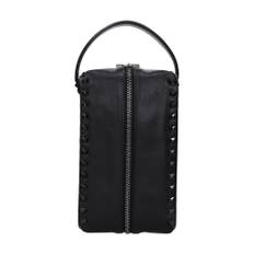 Valentino Garavani, Taske, Herre, Sort, ONE SIZE, Uld, Studded Læder Clutch Taske med Skulderrem