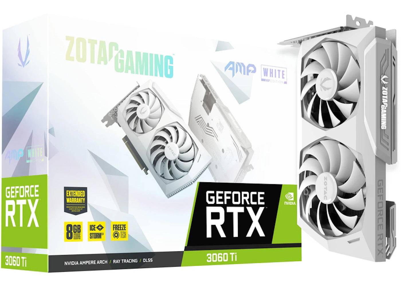 NVIDIA ZOTAC GAMING GeForce RTX 3060 Ti AMP 8G LHR Graphics Card (ZT-A30610F-10PLHR) White Edition - One Size (One Size)