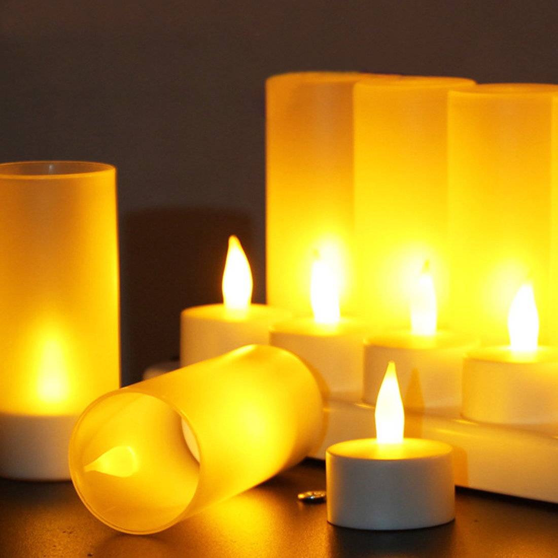 Laddningsbara LED-värmeljus 12-pack