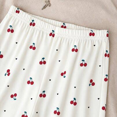 Loungewear-set för tweenflicka med camisole-topp med körsbärstryck och långa byxor, barn - Multifärgad (7Y,8Y,9Y,10Y,11Y,12Y,13Y)