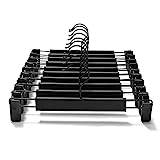 GUANJUNE Klädhängare, Platsbesparande Kjolhållare med 360° Svängkrokar, Justerbara Klämmor, Byxhängare, Kläder, Kappa, Kläder, Jeans, Klädhängare (10-pack, Svart)