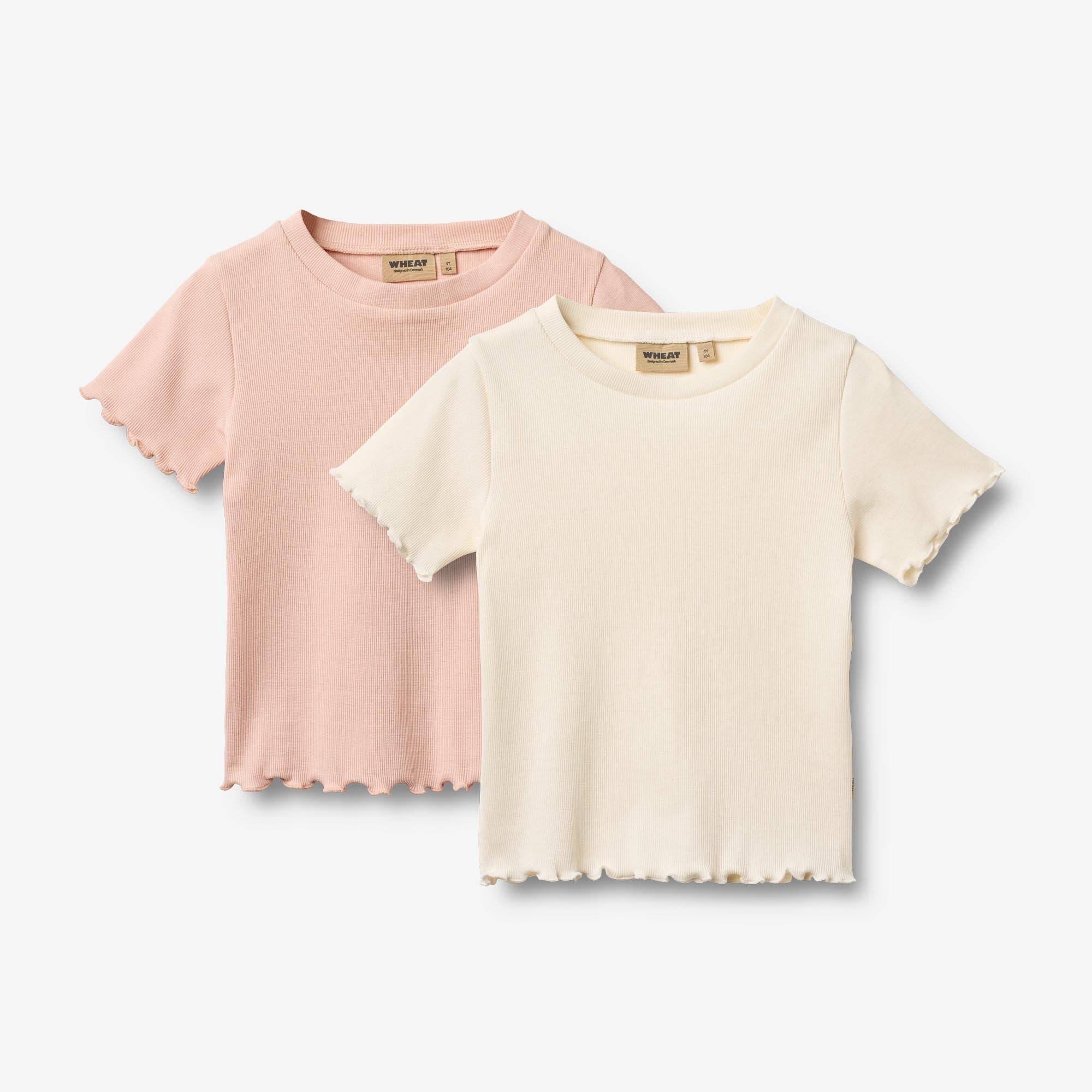 WHEAT® - Sæt af 2 Kortærmet T-shirts Alicia - ivory - Str 134/9 år.