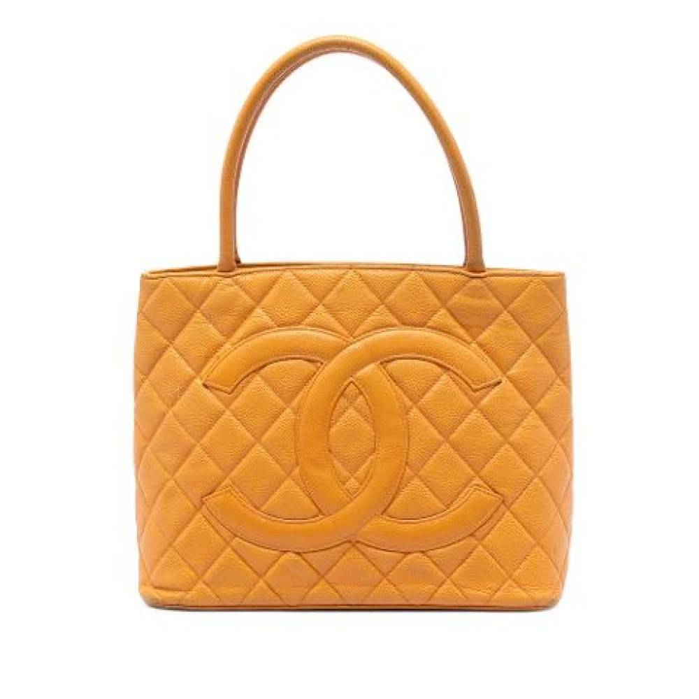 Chanel Vintage Pre-owned Medallion Tote Bag - Vintage - Dame - Gul - ONE SIZE - Læder