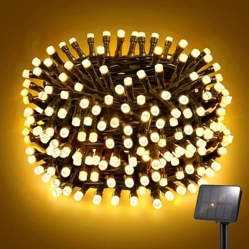 FFZZKJ Solar Lichterkette Aussen 5M 50LED Solar Lichterkette Outdoor Wetterfest 8 Modi IP65 Wasserdicht für Garten Terrasse Baum Hof Party, Warmweiß