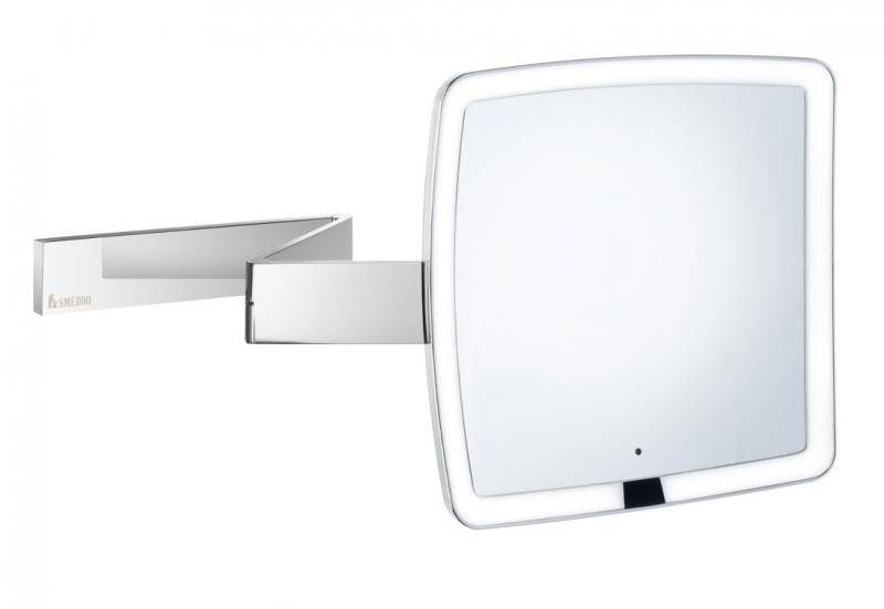 Smedbo Outline Square kosmetikspejl m/LED, sensor og 7 x forstørrelse - Krom