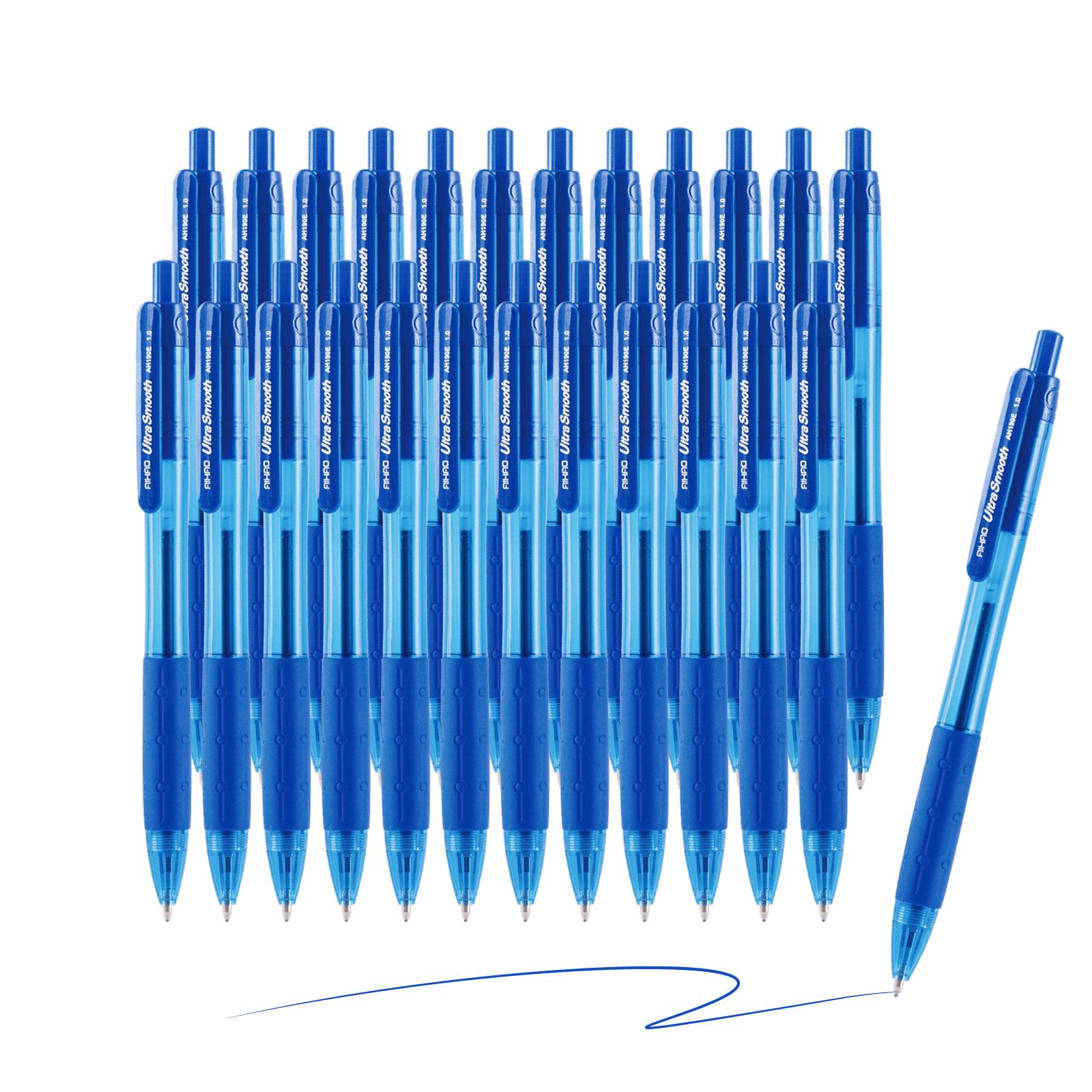 Aihao Blue Ink Ballpoint Pens, Medium Point, Retractable & Pen For Smooth Writing, 1.0mm,24 Pack