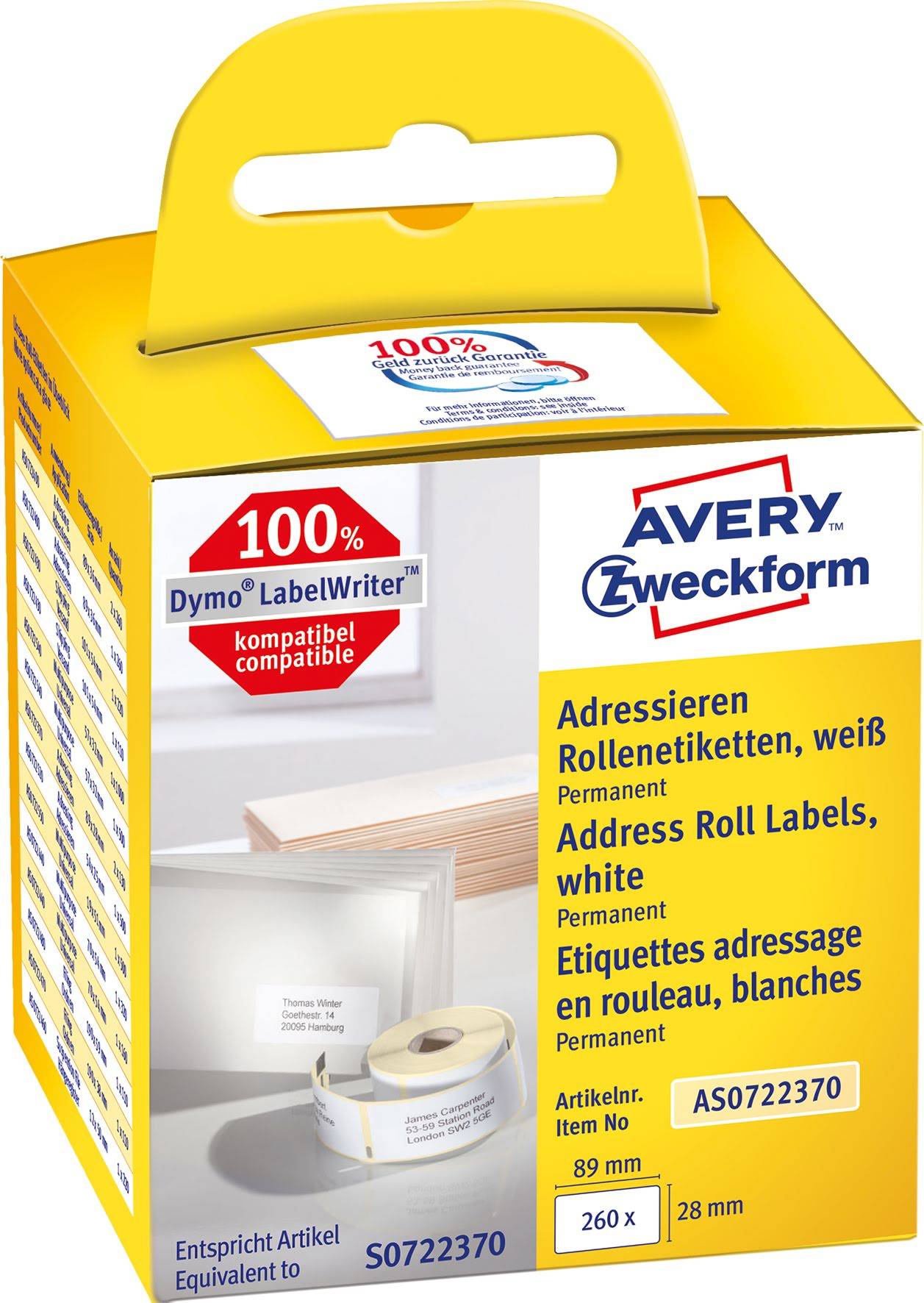 Etikett Avery 89x28mm 2x130/fp