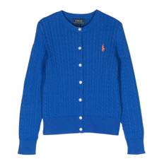 Børns Blå Strik Cardigan Sweater - Blue - 122 CM