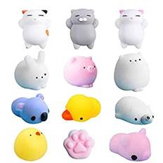 Yakiki Squishies Kawaii, 12 st katt squishy mini squishies stress mochi squishy leksaker mochi squishies djur katt stress mochi djurleksaker