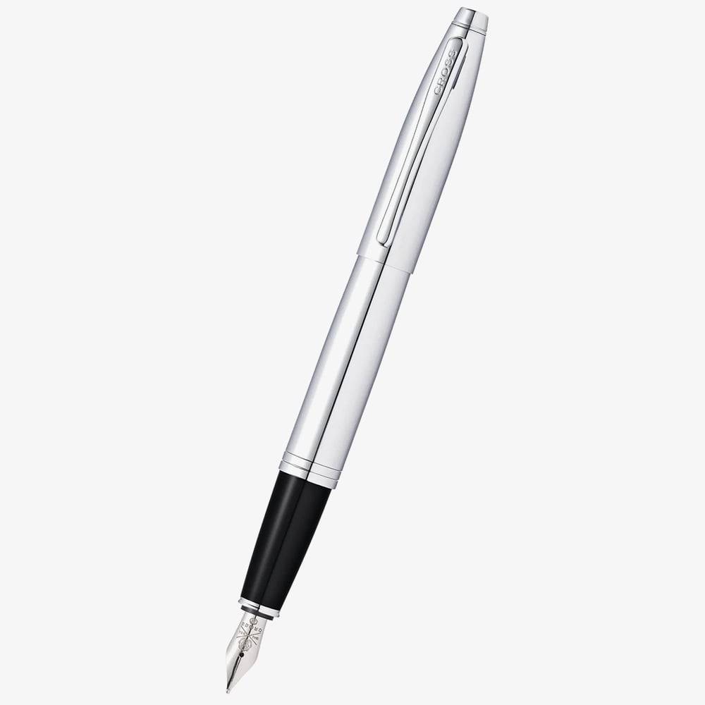 Cross Calais Polished Chrome Stainless Steel Medium Nib Fountain Pen AT0116-1MS - Silver