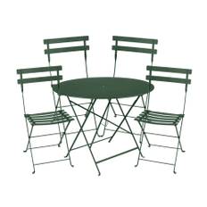 Fermob - Bistro spisesæt Ø96cm & 4 metal stole cedar green - Havemøbelsæt til spisning