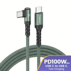 TEMU Usb C Cable 100w, Usb C To Usb C Cable Nylon Braided Type C Charger Fast Charging Right Angle Usbc Cable Charger Cord For Iphone 16 Pro Max/15, For Ultra/s24, For Ipad Pro, For Macbook