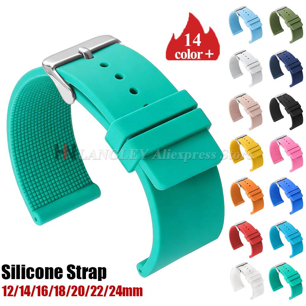 Silicone Watch Band 12mm 14mm 16mm 18mm 20mm 22mm 24mm Watch Strap for Men Women Smartwatch Waterproof Replace UniversalBracelet