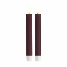 Deluxe Homeart Real Flame LED Kronelys - 2 stk. - Ø 2,2 x H 15 cm - Stearin - Violet