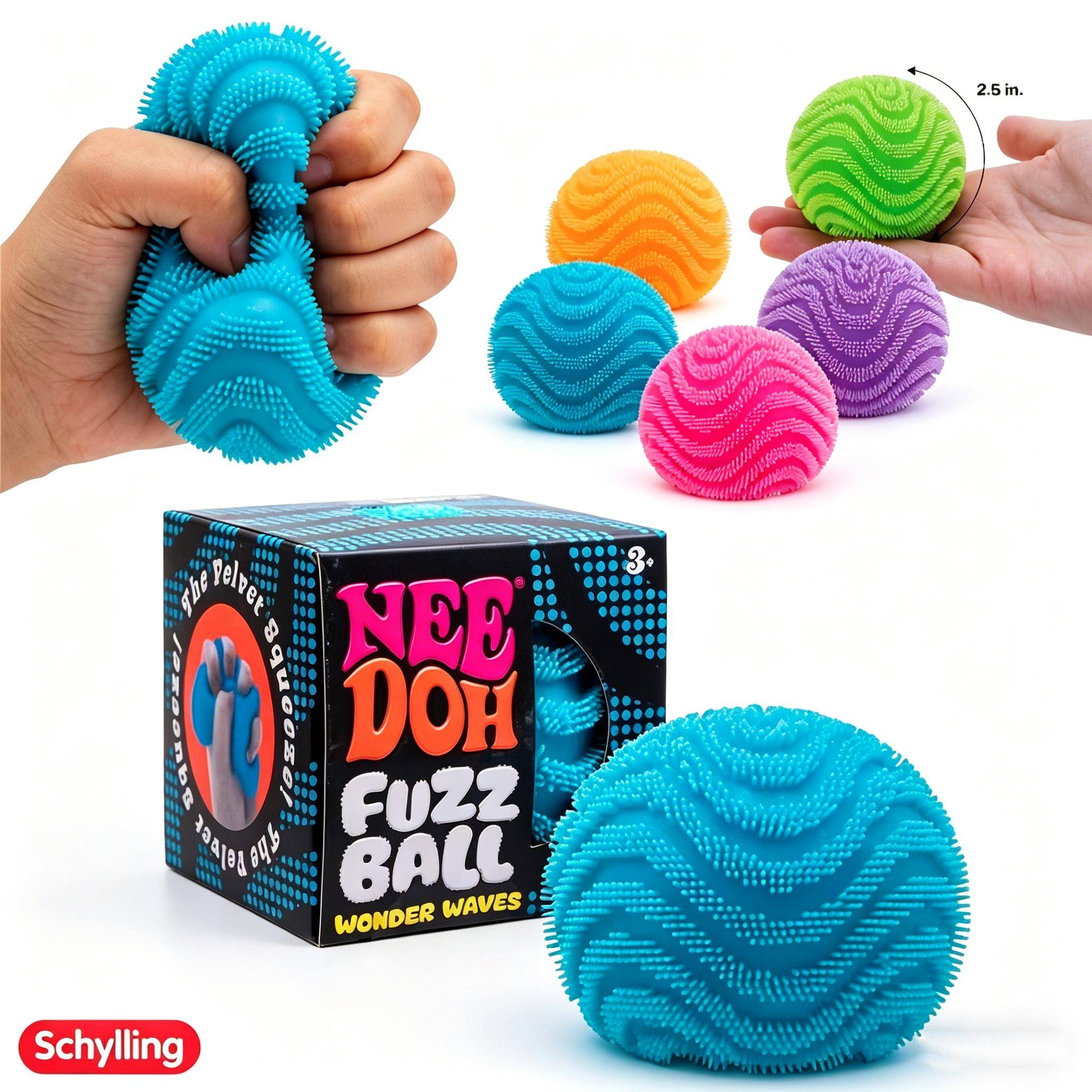 Schylling NeeDoh Fuzz Ball Serie Rolig Mjuk Stresslindrande Boll Sensorisk Fidget Skrivbordsdekorationspresentleksak orange
