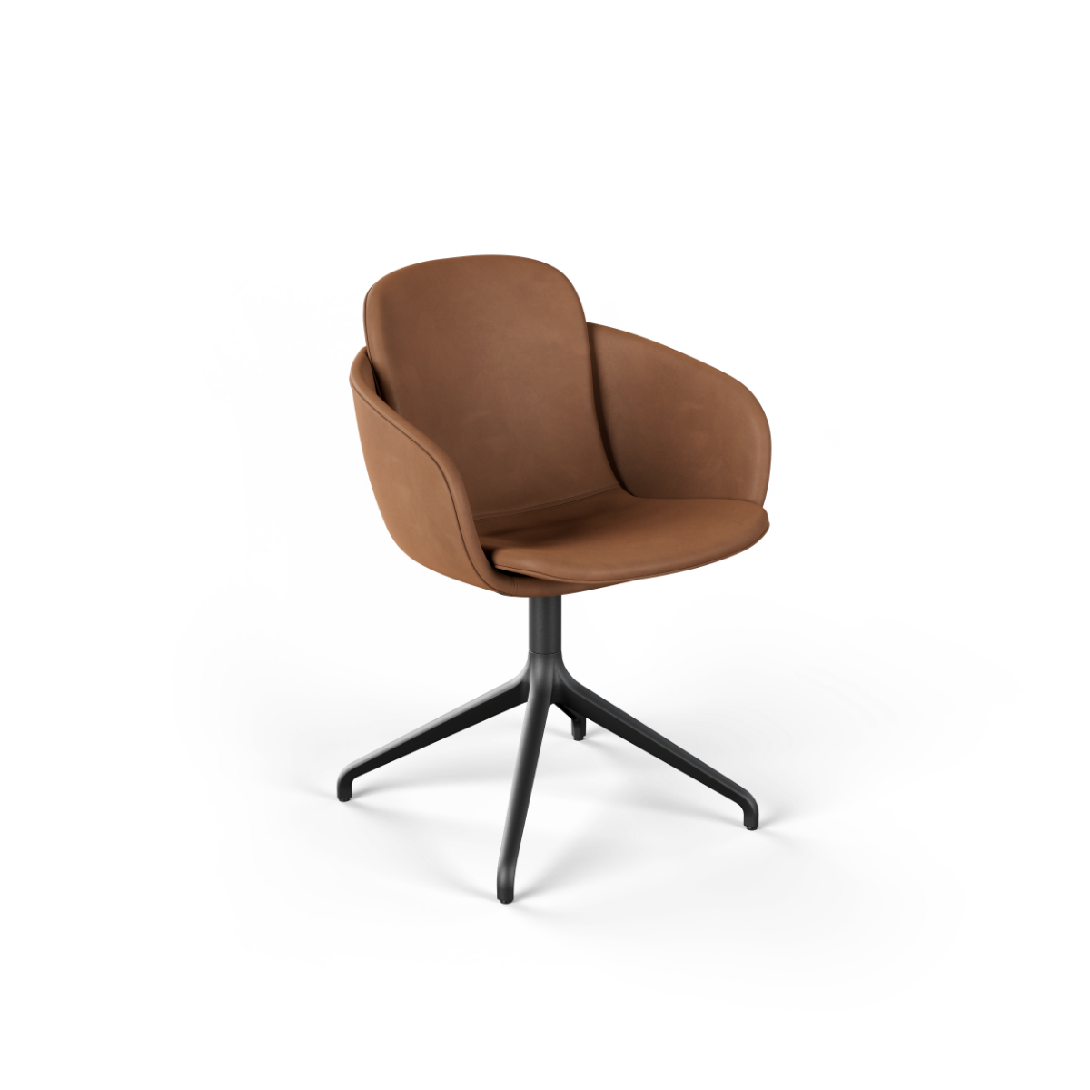 Chair no. One S2 Black Swivel- Luna Walnut.