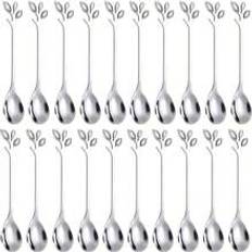 10/20 st. bladskedar i rostfritt stål, minikaffeskedar, dessertskedar, teskedsset, kreativa skedar, effektiva, lämpliga för hemmakök, restaurang, bröl - Silver (10 delar set,20 delar set)