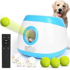 Rawhui Ballkastmaskin hund automatisk bollmaskin interaktiv hundleksak elektrisk med 6 stycken hundbollsbollkastare för hundar stora och medelstora