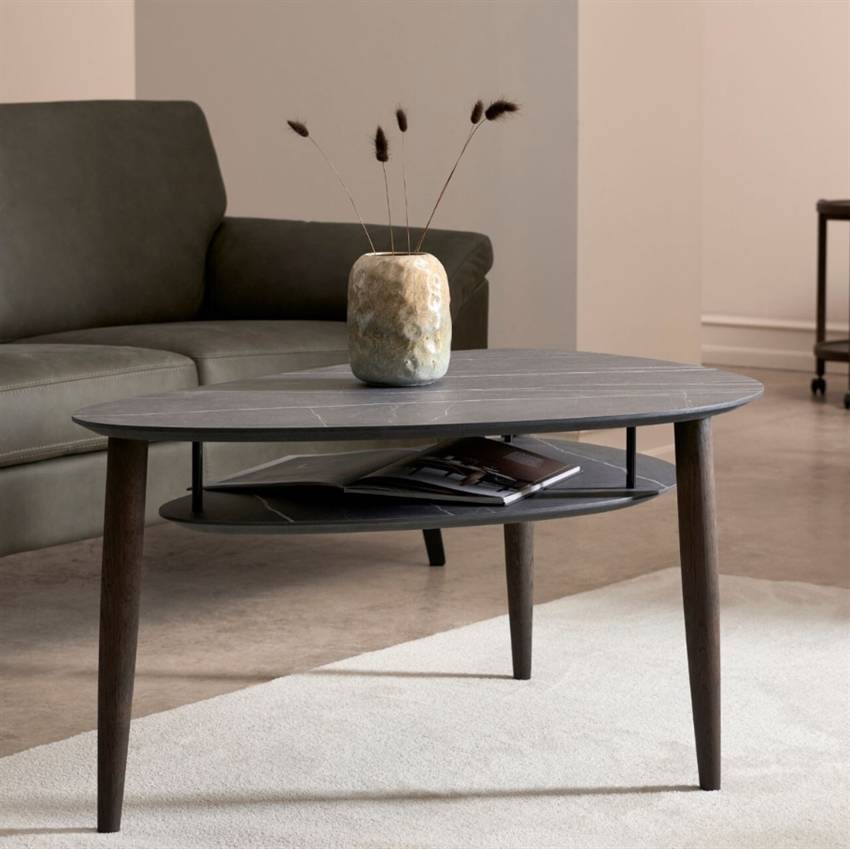 Thomsen Furniture - Katrine sofabord m. hylde - Shadow 126 cm x 40 cm x 89 cm | Møbelsalg.dk