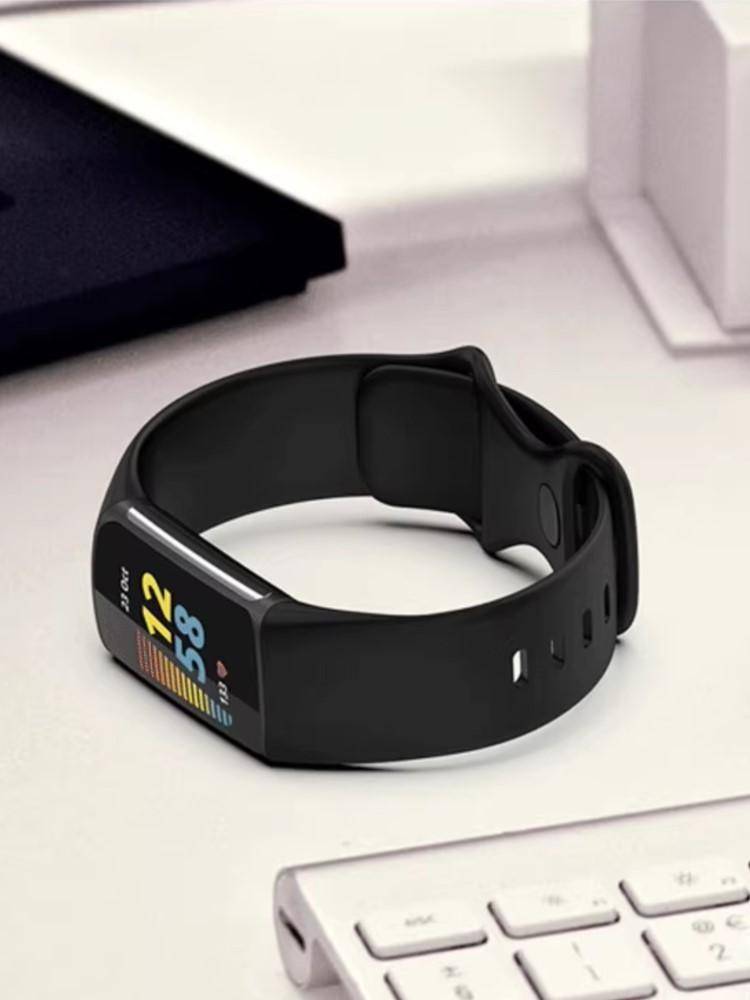 Silikonrem för Fitbit Charge 6 band Tillbehör officiell mjuk Ersättningsarmband Sportarmband för Fitbit Charge 5 band black