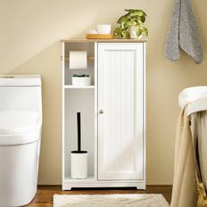 Badeværelsesskab i hvid - 50x21x86 cm - med toiletpapirholder