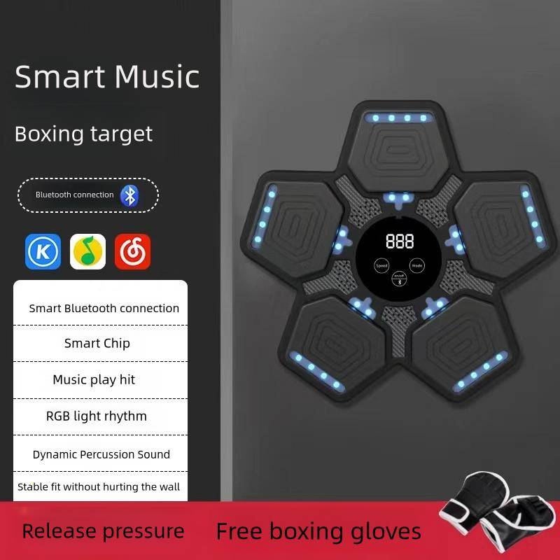 Smart Music Boxing Machine LED Lighted Sandbag Relaxing Reaction Training Wall Target for Boxing Active Reaction for Kids Adults CHINA svart