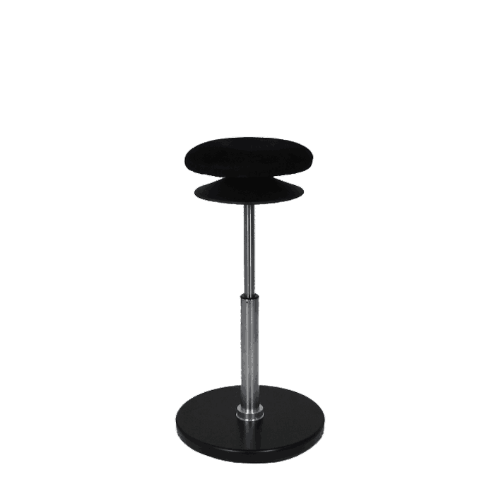 Disc ergonomisk ståstøttestol / balancestol - 52-77 cm - Sort - Kunstlæder.