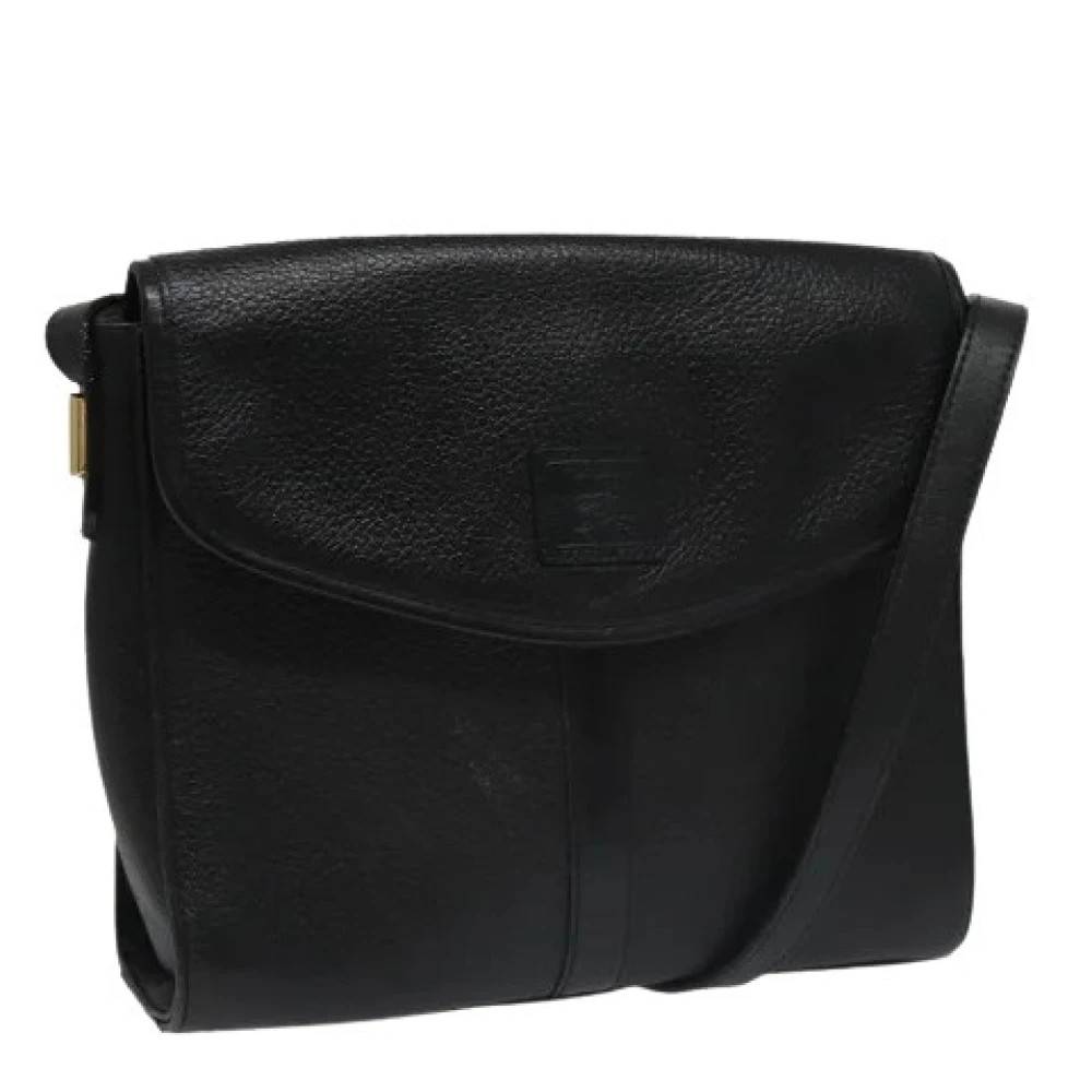 Burberry Vintage Pre-owned Læder Skuldertaske - Vintage - Dame - Sort - ONE SIZE - Uld