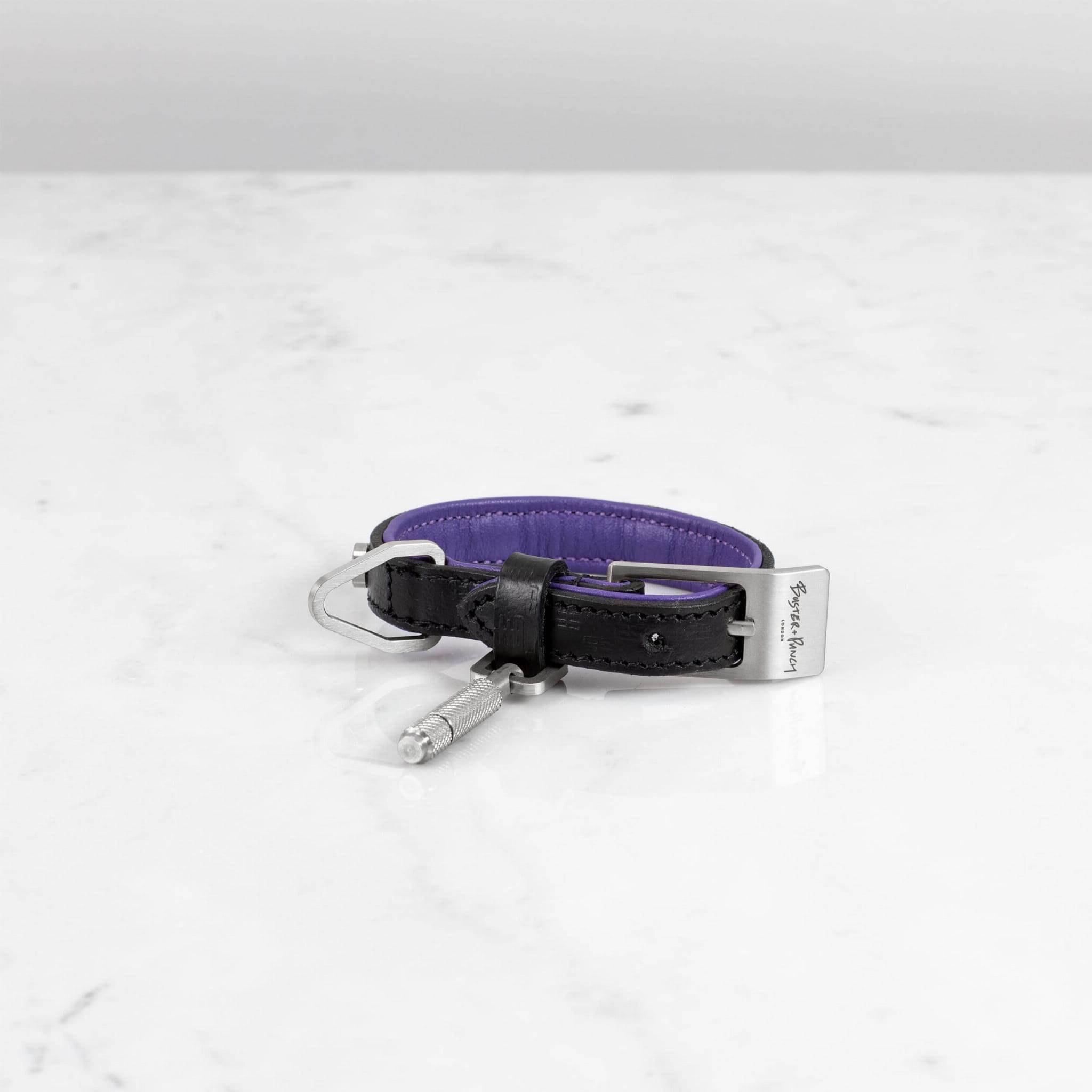 Hundhalsband XS läder och stål