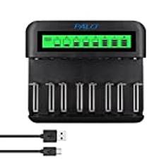 CITYORK batteriladdare för AA AAA C D NI-MH/NI-Cd batteri med Micro-USB och typ C-ingång-snabb laddning, automatisk upptäckt, överladdningsskyddsfunktion (utseendet kan variera)
