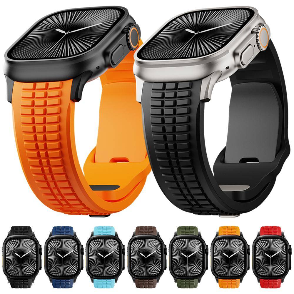 Gummiarmband för Apple Watch Band Ultra 3 2 1 49mm Sportarmband i Silikon för iWatch 11 10 9 8 SE 46mm 45mm 44mm Herrrem black