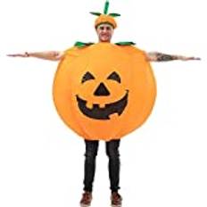 BETTWITEH Halloween pumpa kostymer för vuxna uppblåsbar pumpa kostym blow up pumpa kostym rolig pumpa ansikte jumpsuit fin klänning för halloween fest julmask