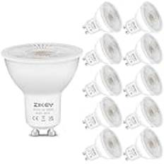 ZIKEY 7W GU10 LED-lampor, varmvit 3000K, 650LM, motsvarande 60W halogenlampor, 38° spridningsvinkel, energibesparande GU10 spotlight, ej dimbar, 10-pack