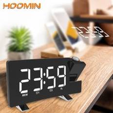 Hoomin fm radio snooze väckarklocka timer digital led klocka usb projektion bakgrundsbelysning roterande bakgrundsbelysning projektor