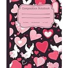 Valentines Composition Notebook 120 Pages College Ruled 7.5" x 9.25": Amazin Pattern Heart on Dark Background | Great Gift for Valentines Day