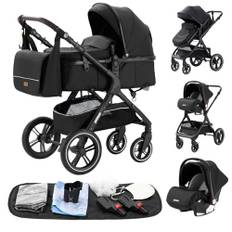 YAZOCO kinderwagen, kinderwagen 3 in 1 Kombikinderwagen reisesysteme mit Moskitonetz Regenschutz Fußsack, Zusammenklappen, Liegeposition