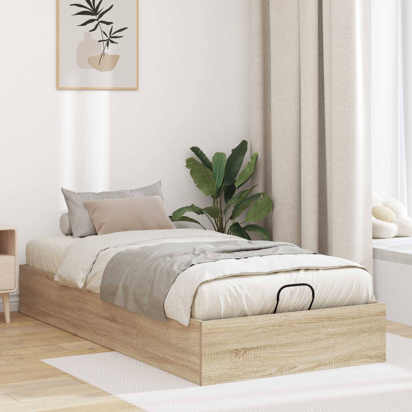 vidaXL Ottoman Sängram Sonoma-ek 203 x 100 x 25 cm Konstruerat trä