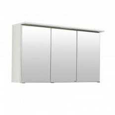 Held Möbel Bologna Spiegelschrank 3D - 120 cm, 3 Spiegeltüren, 6 Einlegeböden, LED-Kranzbeleuchtung, weiß