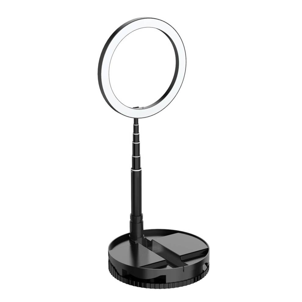LED-ringlys med stativ og telefonholder, 10 lysstyrker,
