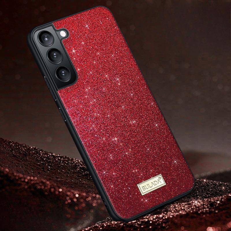 Lämpligt för Samsung S25ultra Telefonfodral Glitterpulver Samsung Stötsäkert 24plus Mode S23 Lyx 22 Läderfodral Samsung Galaxy S25