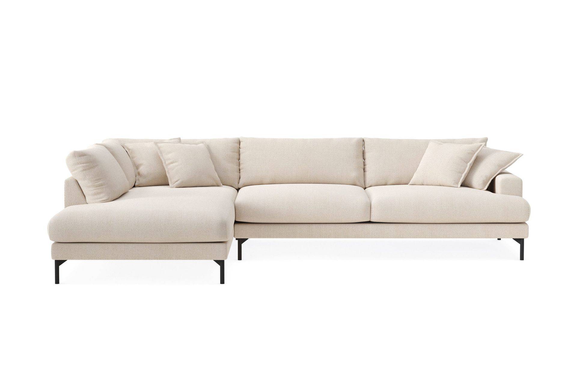 Menard Premium 5-sits Vänstervänd L-formad Djup Schäslongsoffa i Chenille - Ljusbeige Divansoffa & schäslongsoffa Beige Scandi Days