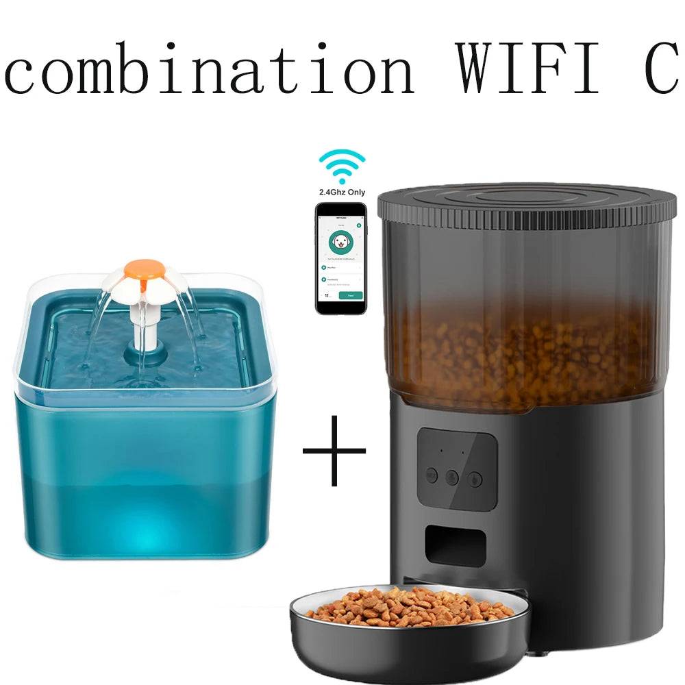 4L Smart Pet Feeder & 2L Fountain Combo with Tuya Wi-Fi - Combination WIFI C