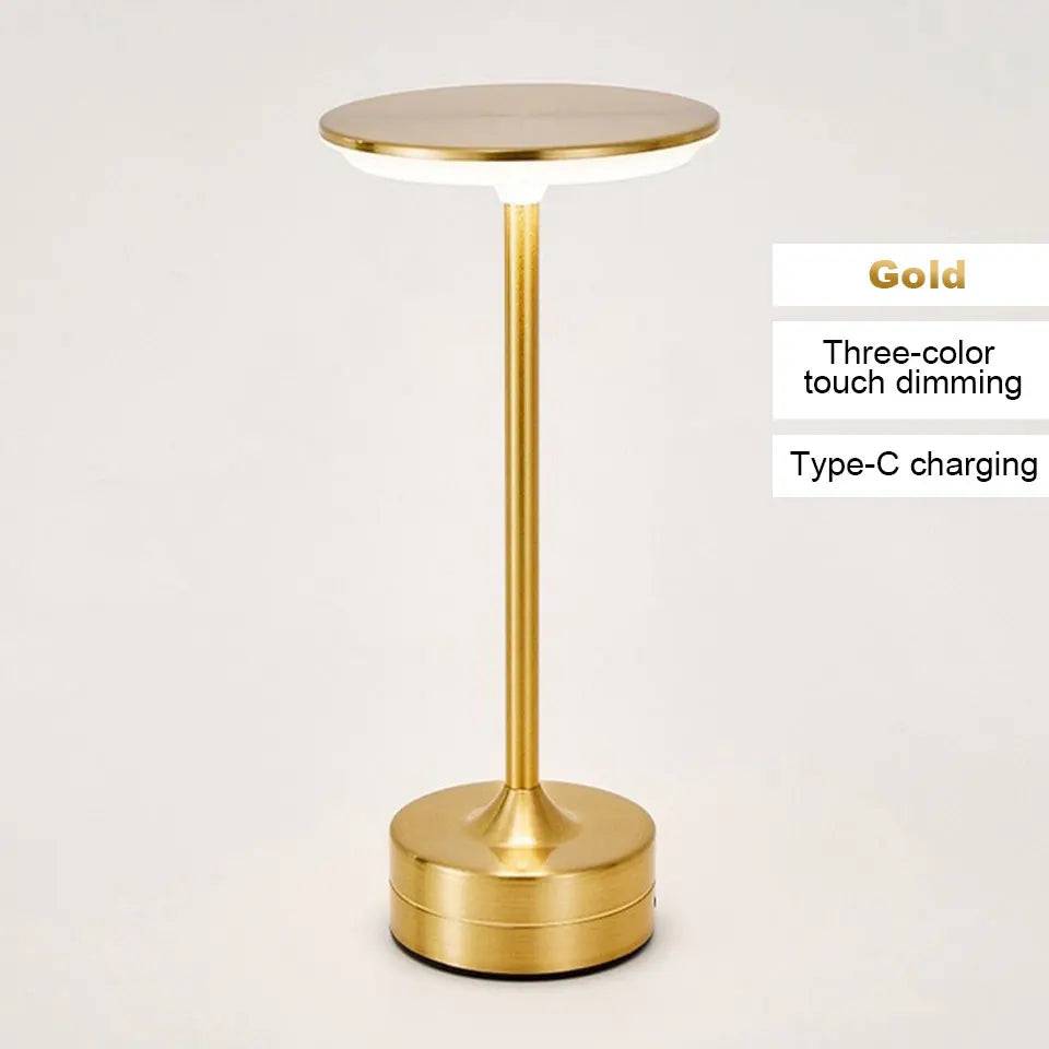 Luxe Rechargeable Metal Table Lamp – Cordless Touch LED Lamp | HomyNord - Gold