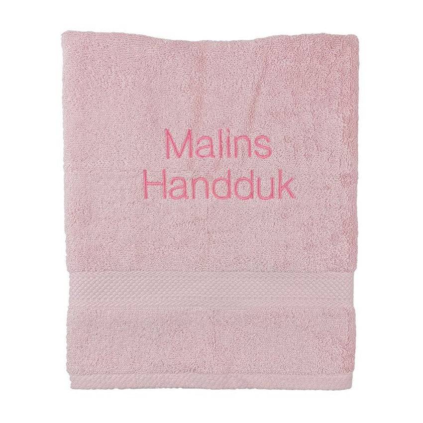 Handduk med namn - rosa - rak text, 70x130cm DUSCHHANDDUK