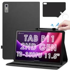 KATUMO Hülle für Lenovo Tab P11 (2nd Gen) 11,5 Zoll TB350 2022, Schutzhülle Leder mit Mehrere Perspektiven Ständer Cover Slim Smart Flip Case Tablet Tab P11 2.Generation (schwarz2)