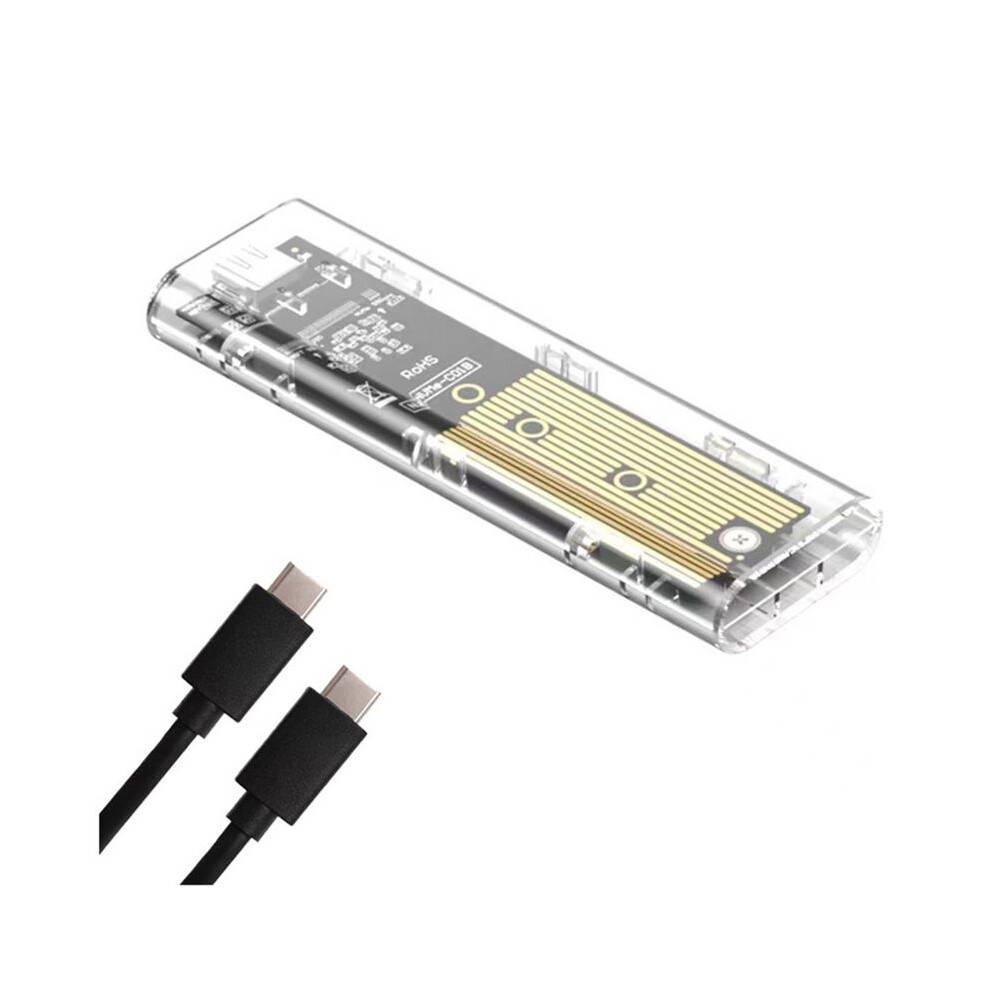 M2 SSD Enclosure M.2 NVMe+NGFF Dual Protocol SSD Enclosure USB 3.2 Gen2 10Gbps Transparent External Drive Case for PC B